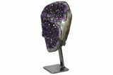 Amethyst Geode Section With Metal Stand - Uruguay #122031-2